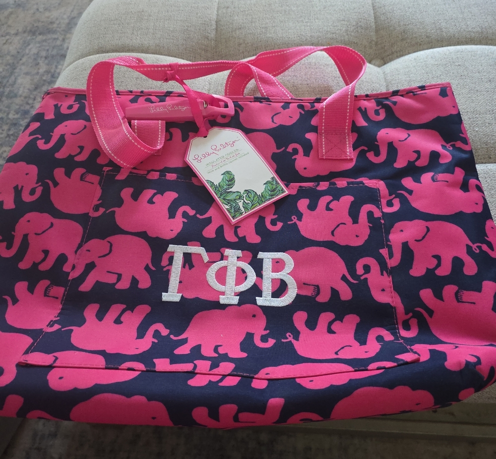 Lilly Pulitzer Navy & Hot Pink Elephant Insulated Bag